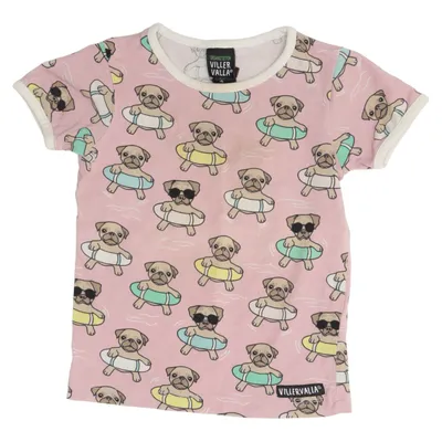T-shirt (Rosa, Flerfärgad) från Villervalla Elastan, Ekologisk bomull