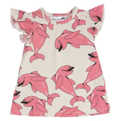 Jurk (Beige, Roze) van Mini Rodini Elastaan, Organisch katoen