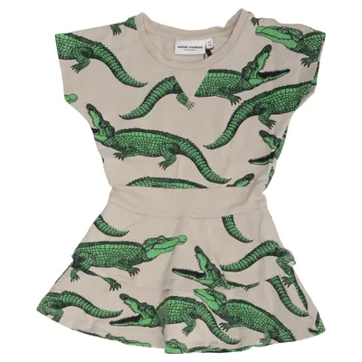 Klänning (Beige, Grön) från Mini Rodini Elastan, Ekologisk bomull