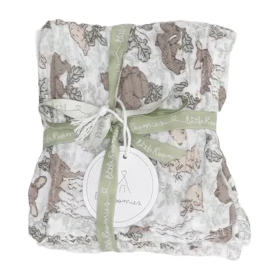 Baby blanket (White, Green, Brown) from Little Roomies Organic cotton