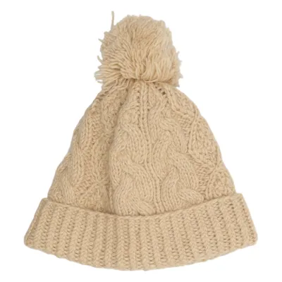 Bobble hat (Beige) from Aran Sweater Market Polyester, Wool