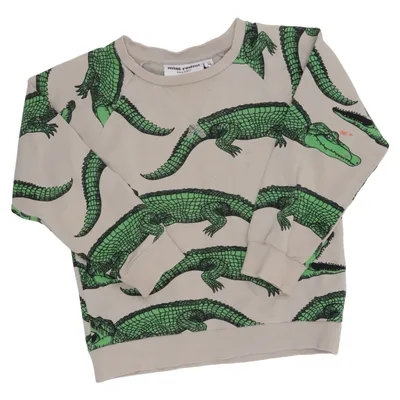 Collegetröja (Beige, Grön) från Mini Rodini Elastan, Ekologisk bomull