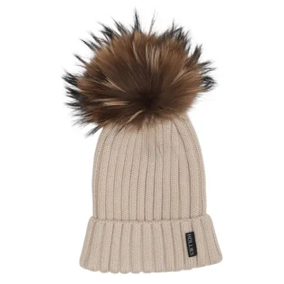 Tophue (Beige) fra Hollies Akryl, Pels, Uld