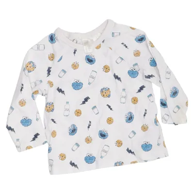 Långärmad t-shirt (Vit, Flerfärgad) från Sesame Street x H&M Bomull