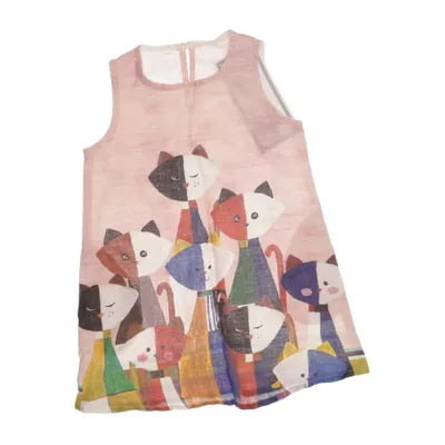 Jurk (Roze, Meerkleurig) van Prints on Linen Linnen