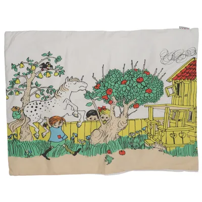 Taie d'oreiller (Blanc, Multicolore) de Pippi Långstrump Coton