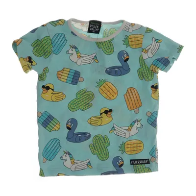 T-shirt (Blå, Flerfärgad) från Villervalla Elastan, Ekologisk bomull