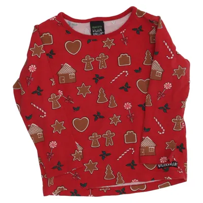 Long sleeve T-shirt (Red, Multicolored) from Villervalla Elastane, Organic cotton
