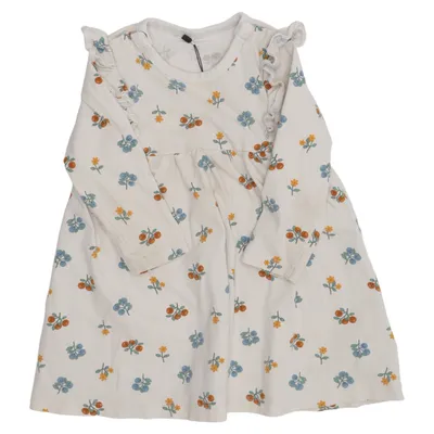 Dress (White, Multicolored) from Polarn O. Pyret Elastane, Organic cotton