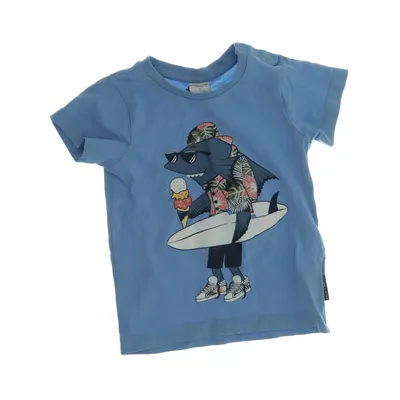 T-shirt (Blå, Flerfärgad) från Polarn O. Pyret Elastan, Ekologisk bomull