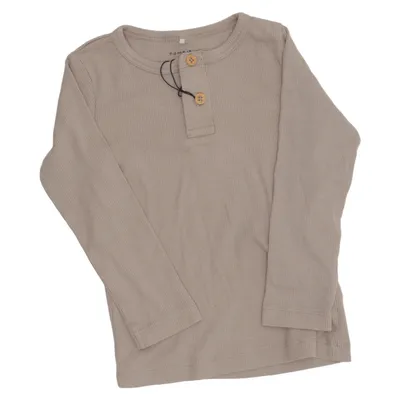 T-shirt manches longues (Beige) de Name It Élasthane, Modal, Coton biologique