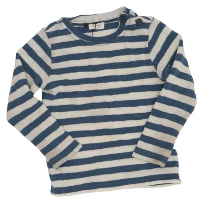 T-shirt à manches longues (Bleu, Blanc) de Petit & Petit Laine de mouton