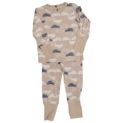 Pyjamas (Beige, Flerfärgad) från Polarn O. Pyret Elastan, Ekologisk bomull
