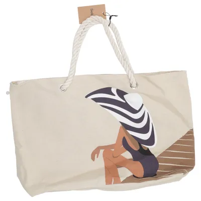 Strandtas (Beige, Zwart, Wit) van LBVYR Acetaat