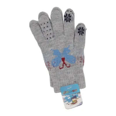 Gloves (Gray, Multicolored) Acrylic, Elastane