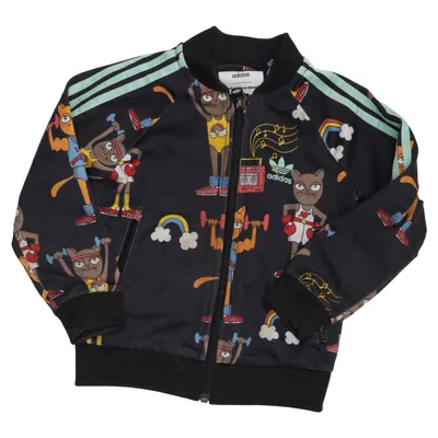 Träningsjacka (Svart, Flerfärgad) från Adidas Mini Rodini Återvunnen polyester