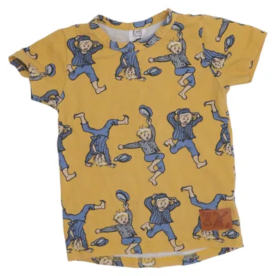 T-shirt (Geel, Blauw) van Emil i Lönneberga Elastaan, Organisch katoen