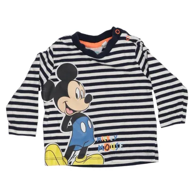 Langærmet t-shirt (Hvid, Sort, Blå, Gul) fra Disney Baby Bomuld