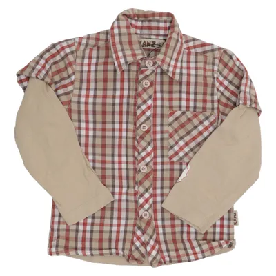 Shirt (Beige, Red, White) from Kanz Cotton