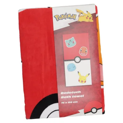 Badehåndklæde (Rød, Hvid, Sort, Flerfarvet) fra Pokémon Bomuld