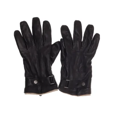 Leren handschoenen (Zwart) van Lindberg Acryl, Leer, Wol