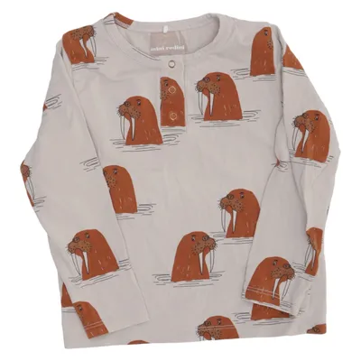 Henley T-shirt (Beige, Brun) fra Mini Rodini Bomuld, Elastan