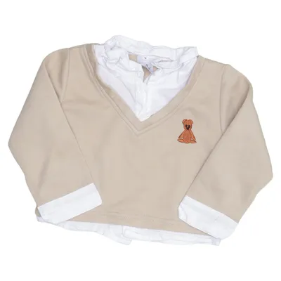 Sweatshirt (Beige, Hvid) fra Kids Tales Bomuld, Elastan