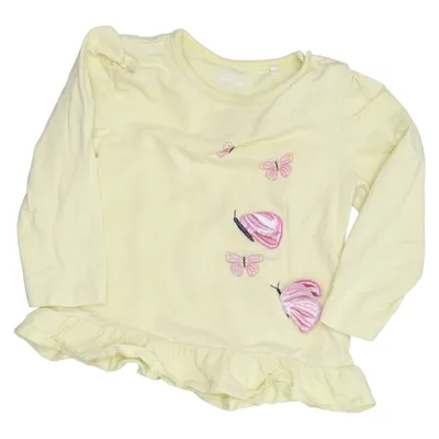 Lange mouwen shirt (Geel, Roze) van Topomini Elastaan, Organisch katoen