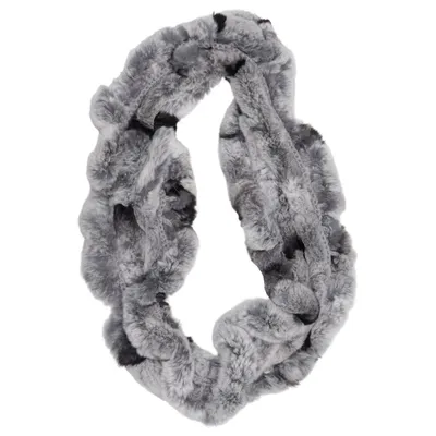 Infinity scarf (Grijs, Zwart) Polyester, Konijnenbont
