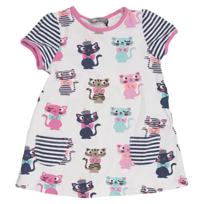 Dress (White, Multicolored) from Kids by Lindex Cotton, Elastane