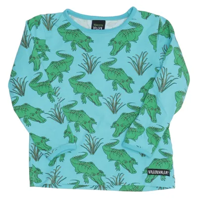 Long sleeve T-shirt (Blue, Green) from Villervalla Elastane, Organic cotton