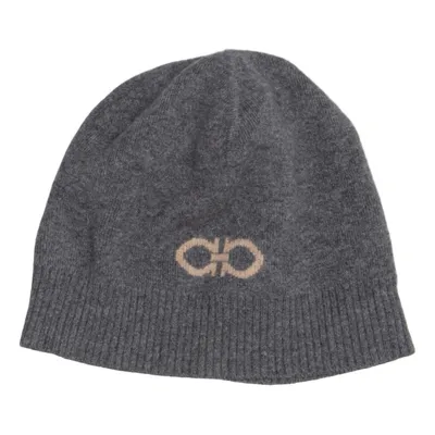 Beanie (Gray, Beige) from Salvatore Ferragamo Cashmere