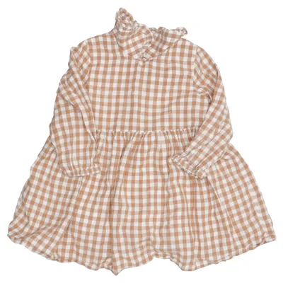 Klänning (Brun, Vit) från Lindex Baby Bomull