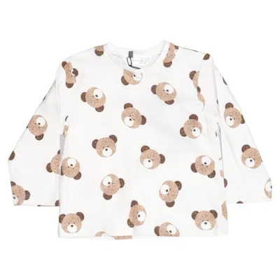 Långärmad t-shirt (Vit, Brun) från Mayoral Newborn Bomull, Elastan