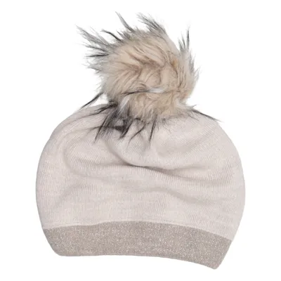 Pompon muts (Beige) van Perfect Acryl, Wol