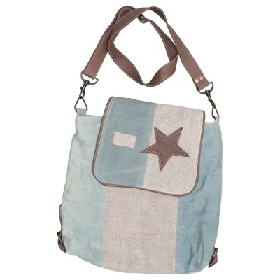 Schoudertas (Blauw, Beige, Bruin) van Loberon Katoen, Leer