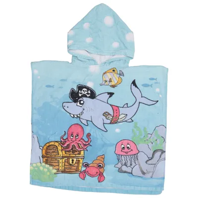 Badponcho (Blauw, Meerkleurig)