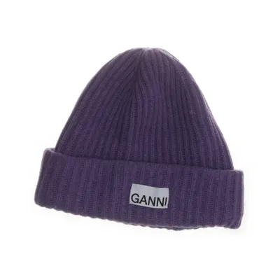 Beanie (Purple) from Ganni Polyamide, Wool, Recycled polyester
