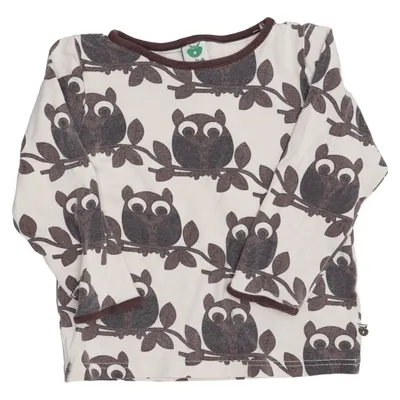 Long sleeve T-shirt (Beige, Brown) from Småfolk Cotton, Elastane, Modal
