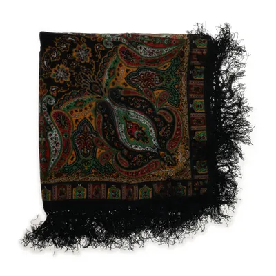 Neckerchief (Black, Multicolored) from Hand Printed Wool