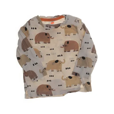 Långärmad t-shirt (Beige, Brun, Vit) från Hema Bomull