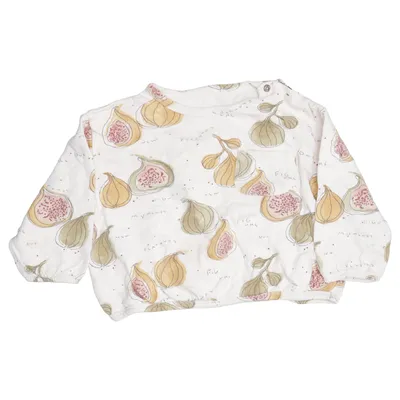 Langærmet t-shirt (Beige, Flerfarvet) fra Play Up Elastan, Økologisk bomuld