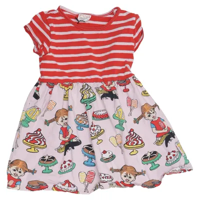Robe (Rouge, Rose, Multicolore) de Pippi Långstrump Élasthane, Coton biologique