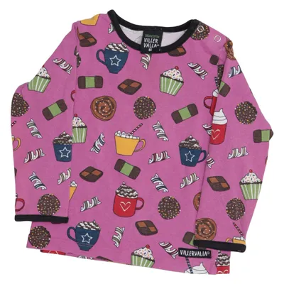 Lange mouwen shirt (Roze, Meerkleurig) van Villervalla Elastaan, Organisch katoen