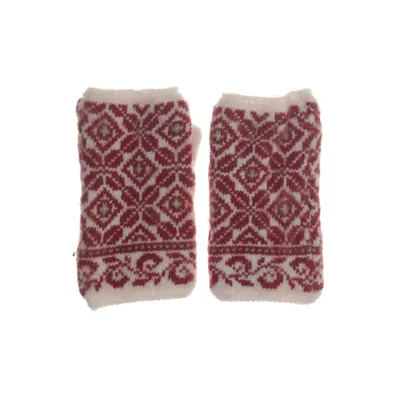 Wrist warmers (White, Red) from Börjesson Polyester, Wool