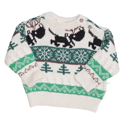Pull de Noël (Beige, Vert, Multicolore) de Hema Acrylique, Coton biologique