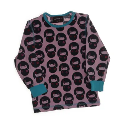 Långärmad t-shirt (Rosa, Svart, Blå) från Maxomorra Elastan, Ekologisk bomull