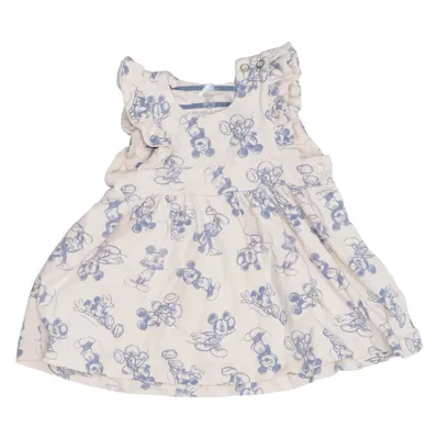 Jurk (Beige, Blauw) van Disney x Polarn O. Pyret Elastaan, Organisch katoen