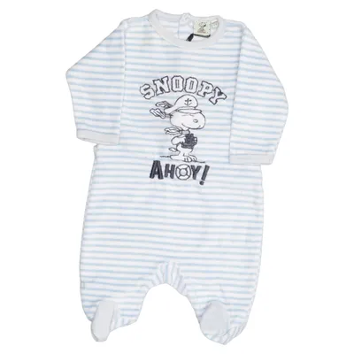 Barboteuse (Bleu, Blanc) de Snoopy Coton, Polyester