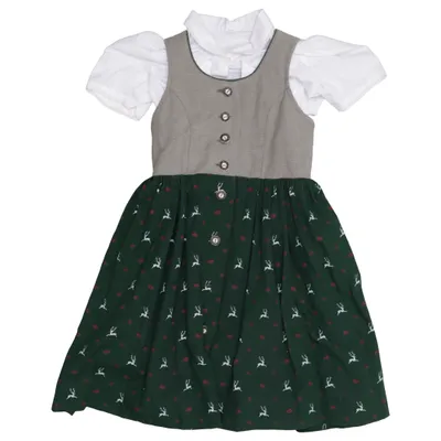 Dirndl (Grön, Vit, Beige) Bomull, Linne
